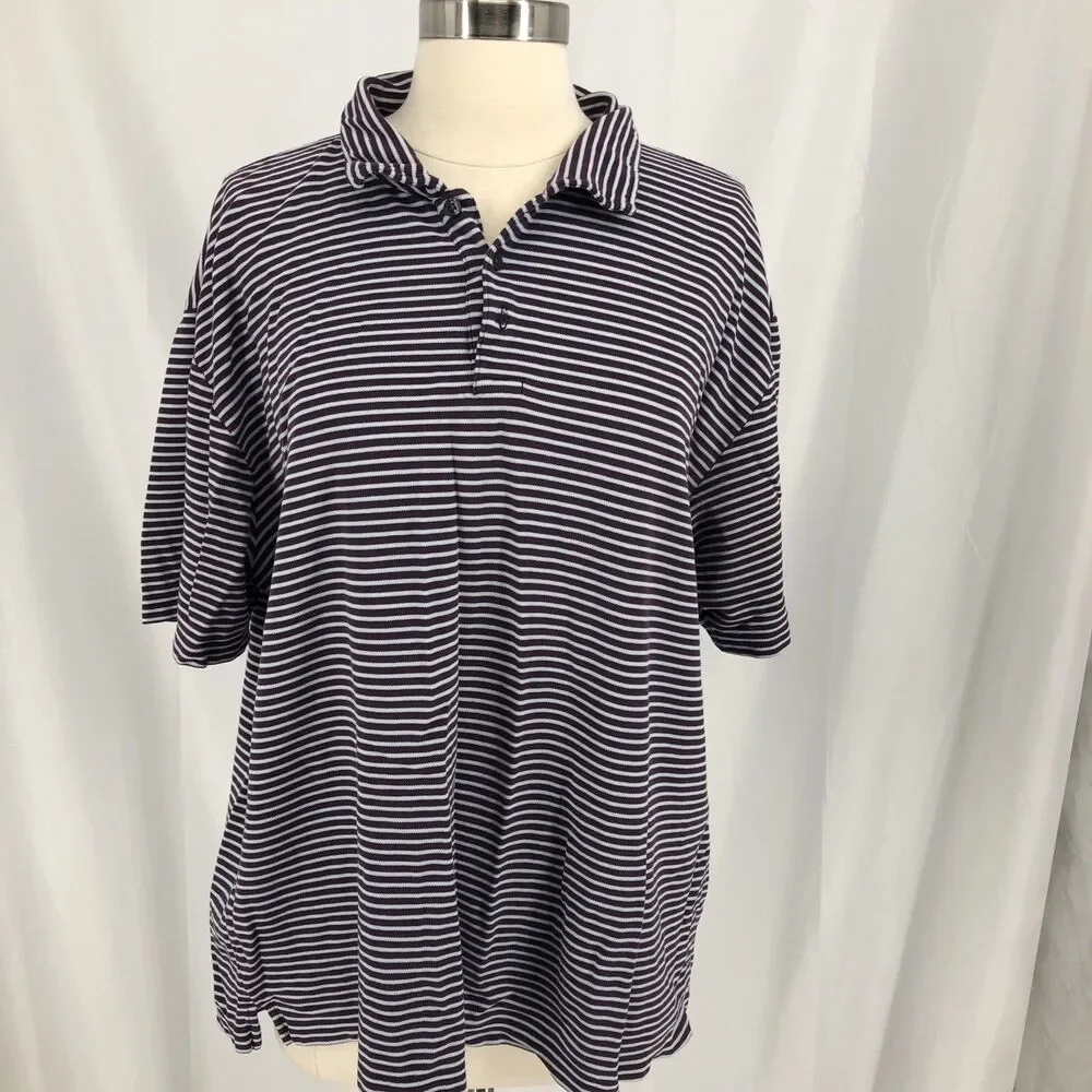 J.Crew Polo Shirt Men XL Blue Purple Striped Cotton Classic